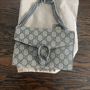Gucci Black and Gray Patterned Shoulder Bag